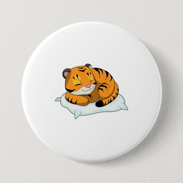 Tiger at Sleeping with Pillow 7.5 Cm Round Badge (Front)