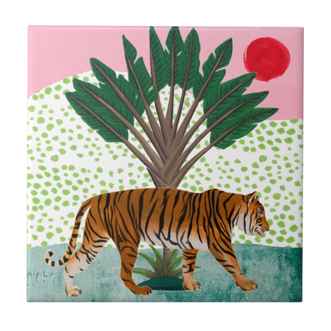 Tiger at Sunset Ceramic Tile (Front)