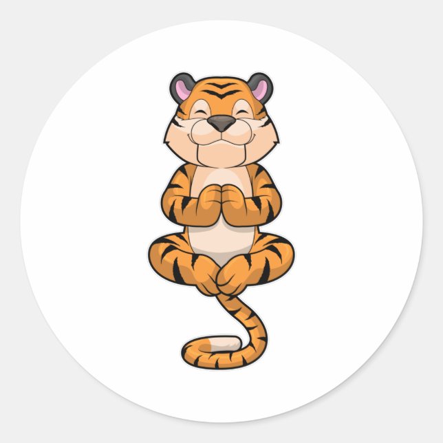 Tiger at Yoga Fitness Classic Round Sticker (Front)
