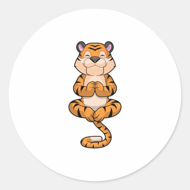 Tiger at Yoga Fitness Classic Round Sticker (Front)