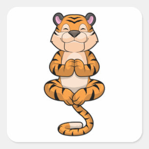 Tiger at Yoga Fitness Square Sticker