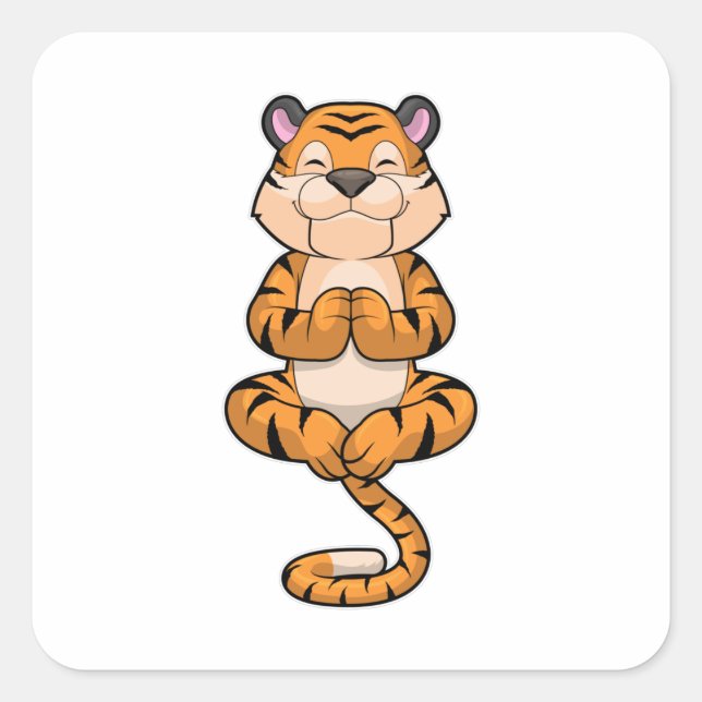 Tiger at Yoga Fitness Square Sticker (Front)