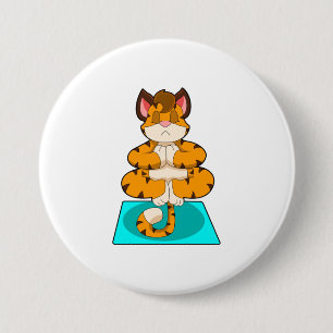 Tiger at Yoga on Yoga mat 7.5 Cm Round Badge