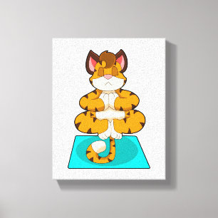 Tiger at Yoga on Yoga mat Canvas Print
