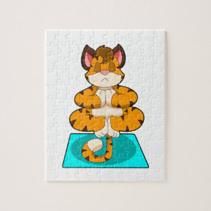 Tiger at Yoga on Yoga mat Jigsaw Puzzle