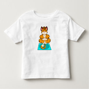 Tiger at Yoga on Yoga mat Toddler T-Shirt