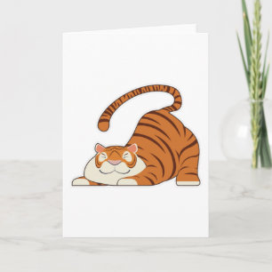 Tiger at Yoga Stretching Exercises Card