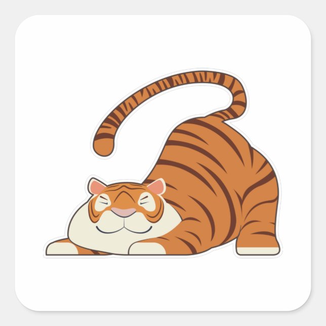 Tiger at Yoga Stretching Exercises Square Sticker (Front)