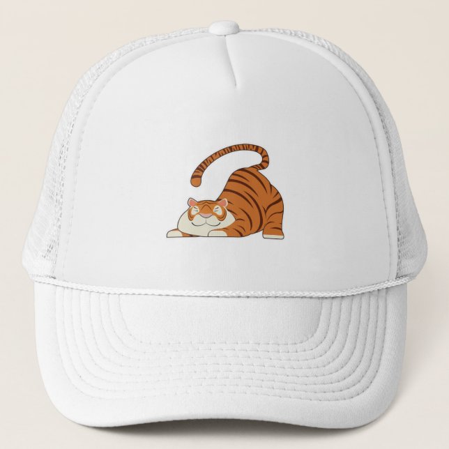Tiger at Yoga Stretching Exercises Trucker Hat (Front)