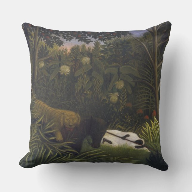 Tiger Attacking a Horse and a Sleeping Black Man ( Cushion (Front)