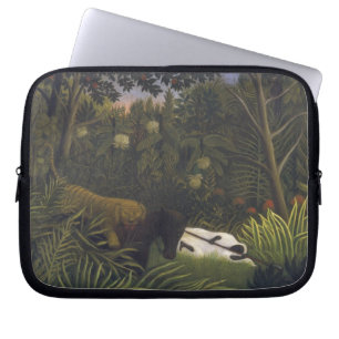 Tiger Attacking a Horse and a Sleeping Black Man ( Laptop Sleeve