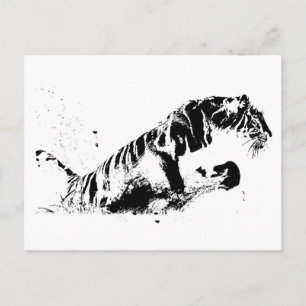 Tiger Attacking Postcard