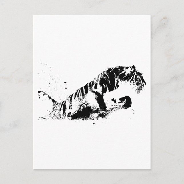 Tiger Attacking Postcard (Front)