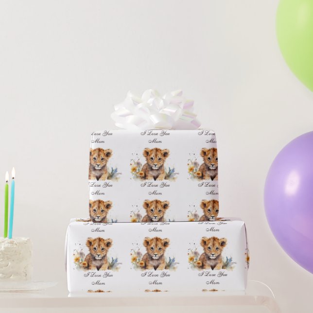 Tiger Baby I Love You Mum Wrapping Paper (Party Gifts)