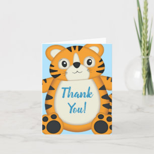 Tiger Baby Shower Blue Thank You Card