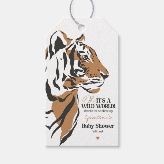 tiger baby shower favour gift tag (Front)