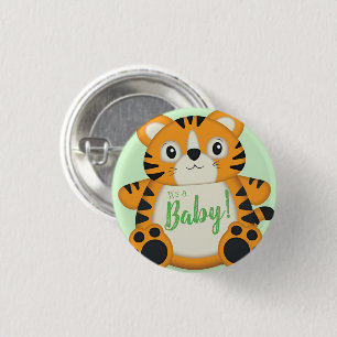 Tiger Baby Shower Green 3 Cm Round Badge