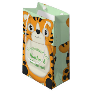 Tiger Baby Shower Green Small Gift Bag