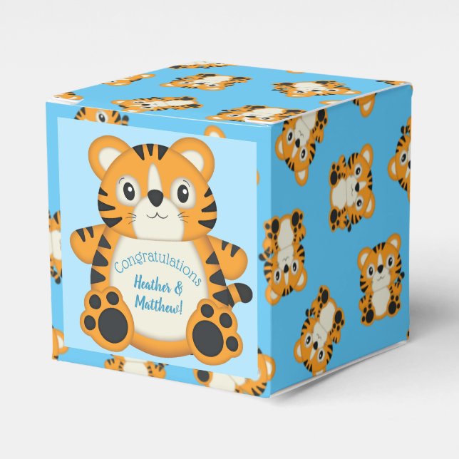 Tiger Baby Shower Safari Favour Box (Front Side)