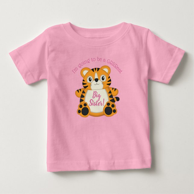 Tiger Baby Shower Safari Pink Girl Baby T-Shirt (Front)