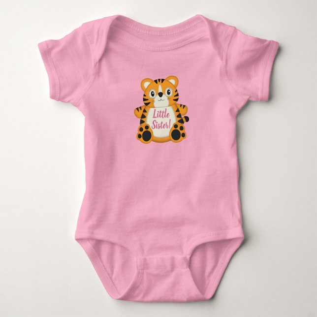 Tiger Baby Shower Safari Pink Girl Bodysuit (Front)