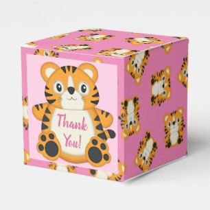 Tiger Baby Shower Safari Pink Girl Favour Box