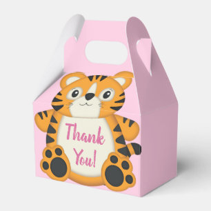 Tiger Baby Shower Safari Pink Girl Favour Box