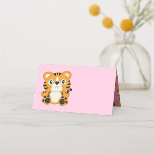 Tiger Baby Shower Safari Pink Girl Place Card