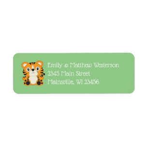 Tiger Baby Shower Safari Return Address Label