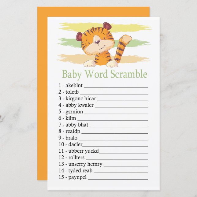 Tiger Baby word scramble game (Front/Back)