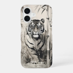 Tiger Bamboo Ink Painting iPhone 16 Case