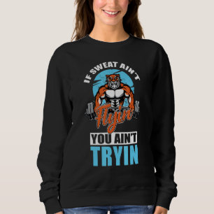 Tiger Barbell Weightlifter Workout Gym  Fitness Co Sweatshirt