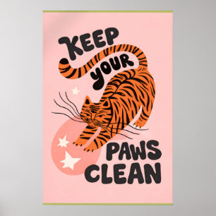 Tiger Bathroom Print, Playful Animal Quote Wall Poster