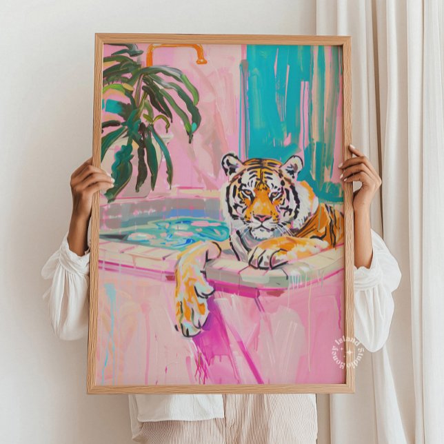 Tiger Bathtub Bathroom Print (Tiger Bathtub Bathroom Print)