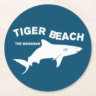 Tiger Beach - The Bahamas Diving With Sharks Round Paper Coaster