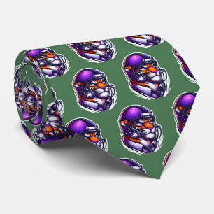 Tiger Bengal Mascot With Football Helmet Tie