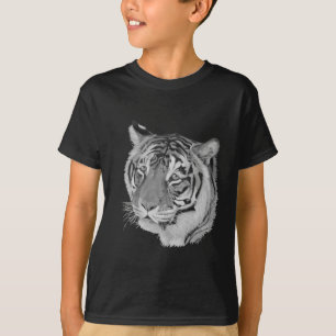 tiger big cat realist portrait painting monochrome T-Shirt