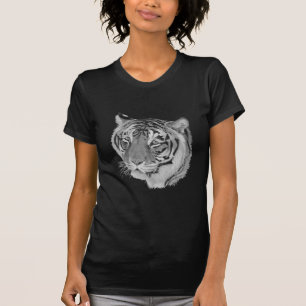 tiger big cat realist portrait painting monochrome T-Shirt