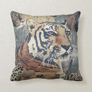 Tiger big cat Wildlife Animals print throw pillow