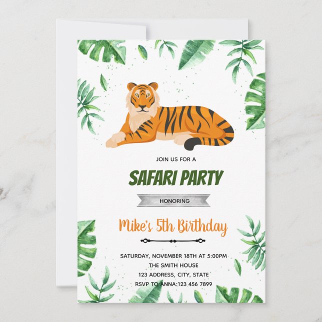 Tiger birthday invitation (Front)