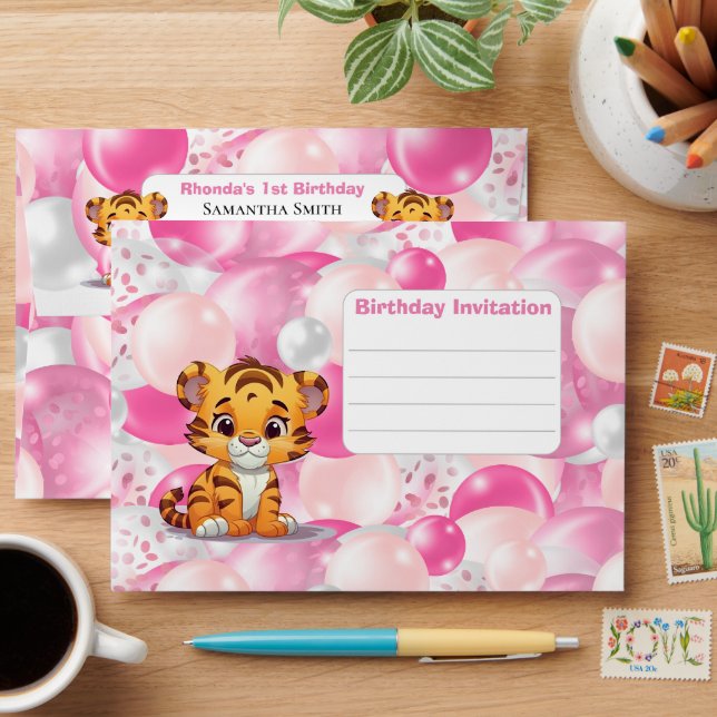 Tiger Birthday Invitation  Envelope (Desk)