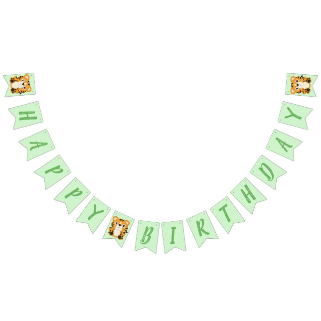 Tiger Birthday Party Green Bunting (All)