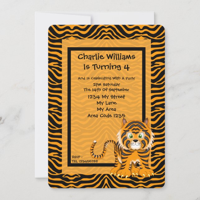 Tiger Birthday Party Invitation (Front)