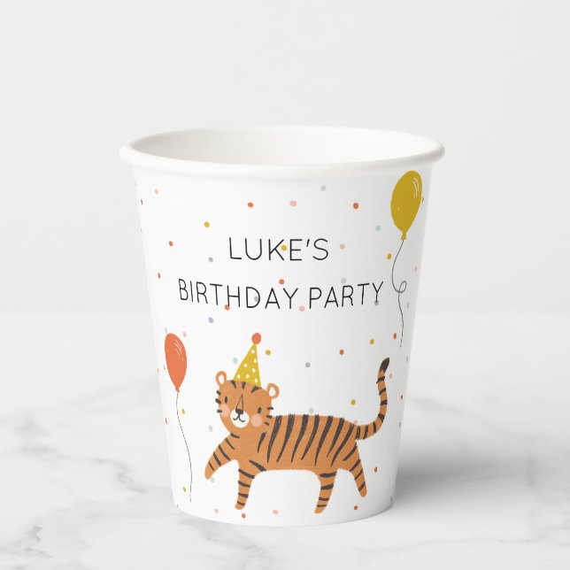 Tiger Birthday Party Paper Cups (Front)