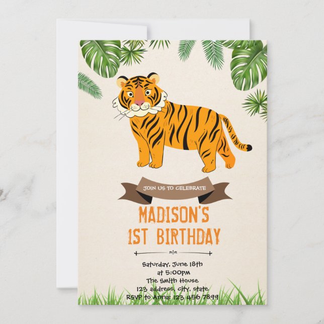 Tiger birthday shower invitation (Front)