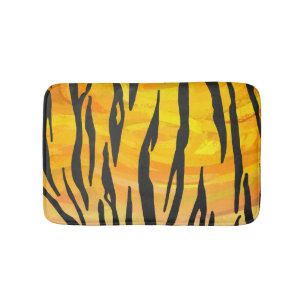 Tiger Black and Orange Print Bath Mat