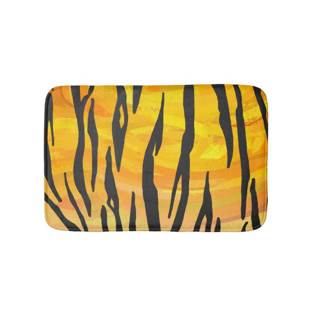 Tiger Black and Orange Print Bath Mat (Front)