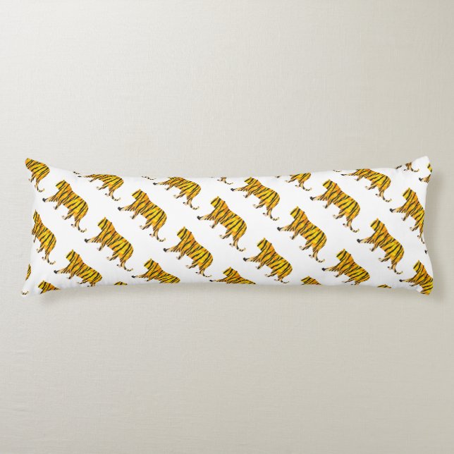 Tiger Black and Orange Print Body Cushion (Front)