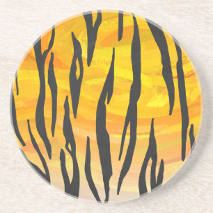 Tiger Black and Orange Print Coaster