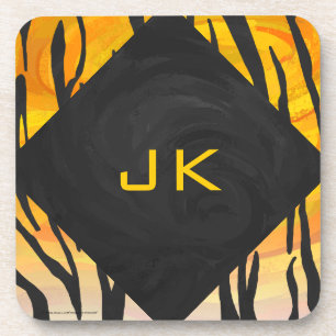 Tiger Black and Orange Print Coaster